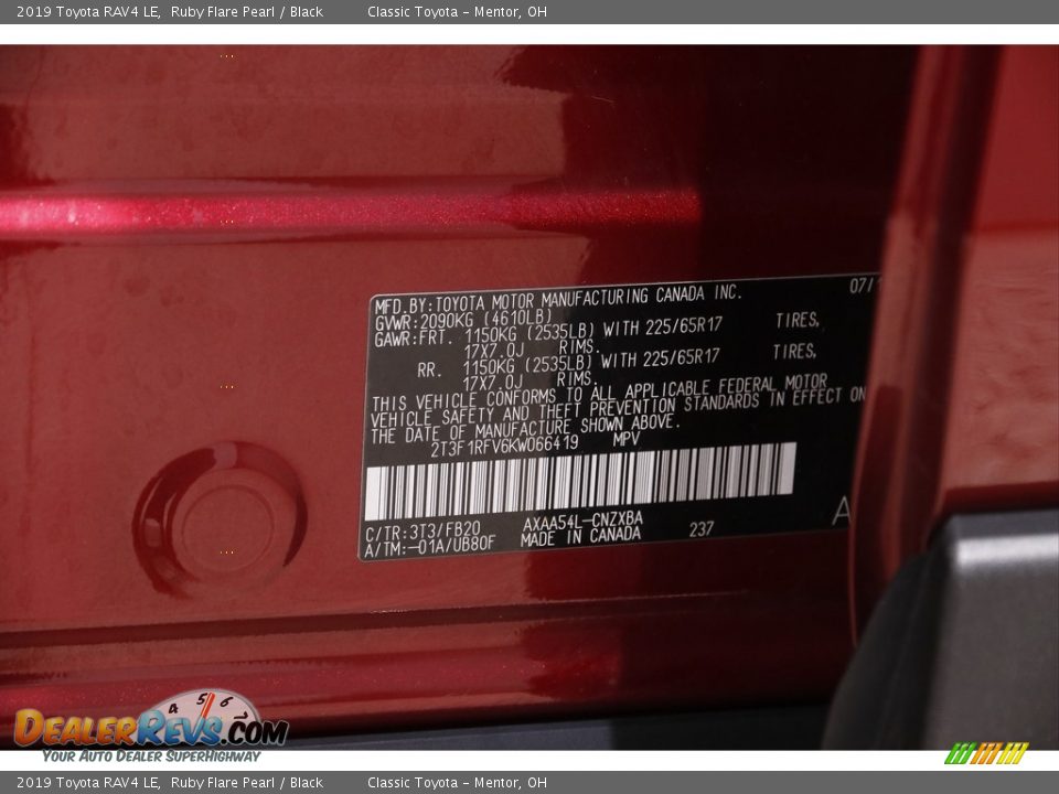 2019 Toyota RAV4 LE Ruby Flare Pearl / Black Photo #19