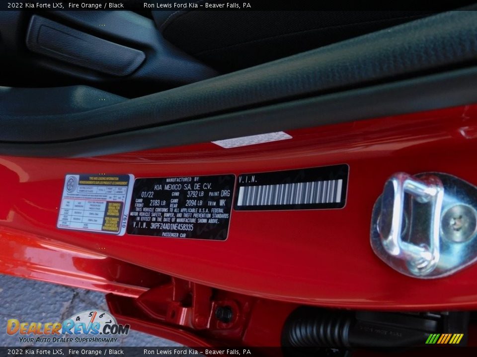 2022 Kia Forte LXS Fire Orange / Black Photo #20