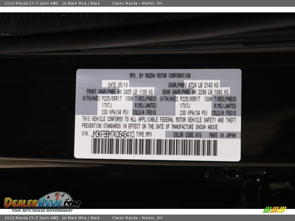 2019 Mazda CX-5 Sport AWD Jet Black Mica / Black Photo #19