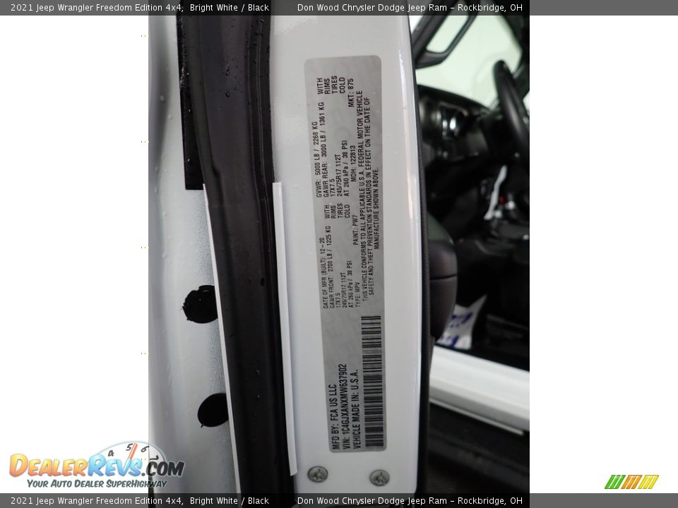 2021 Jeep Wrangler Freedom Edition 4x4 Bright White / Black Photo #31