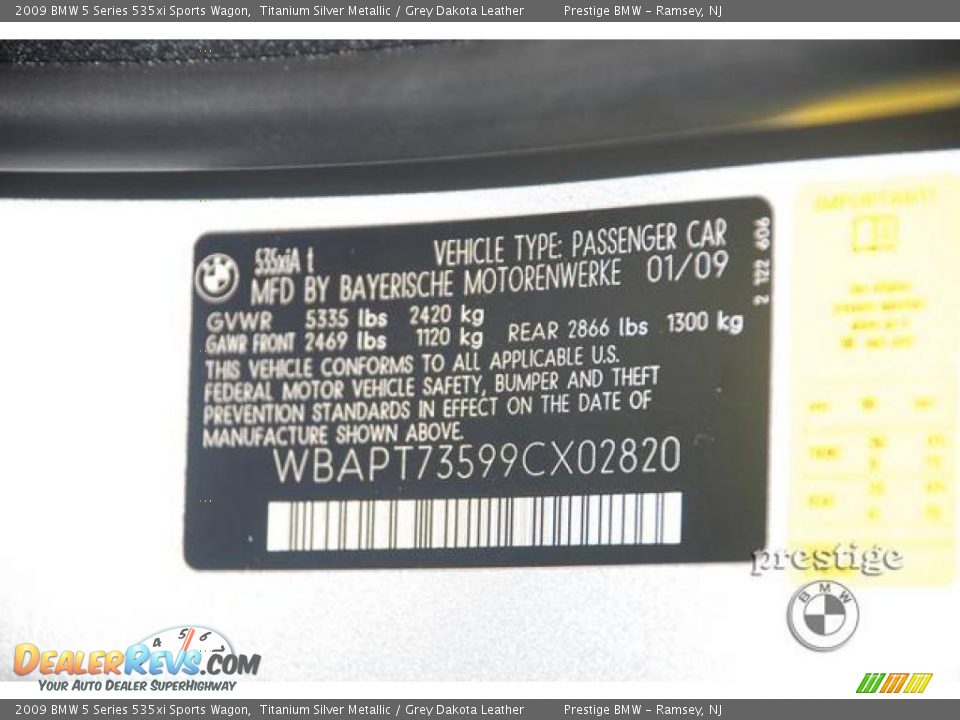 2009 BMW 5 Series 535xi Sports Wagon Titanium Silver Metallic / Grey Dakota Leather Photo #7