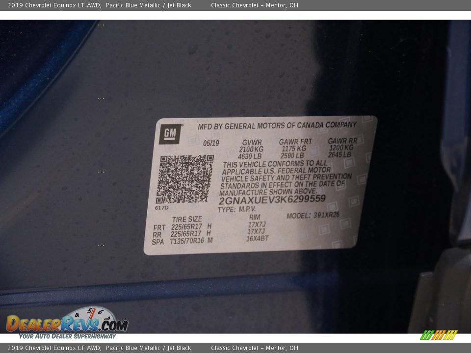 2019 Chevrolet Equinox LT AWD Pacific Blue Metallic / Jet Black Photo #20