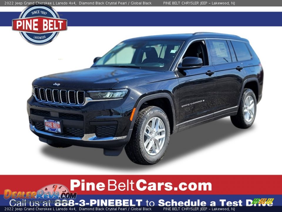 2022 Jeep Grand Cherokee L Laredo 4x4 Diamond Black Crystal Pearl / Global Black Photo #1