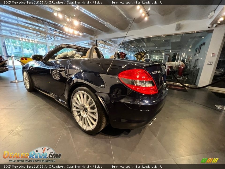2005 Mercedes-Benz SLK 55 AMG Roadster Capri Blue Metallic / Beige Photo #7