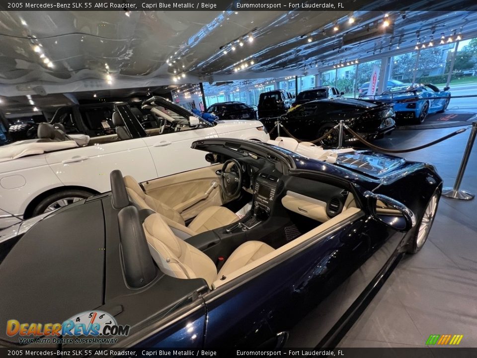 2005 Mercedes-Benz SLK 55 AMG Roadster Capri Blue Metallic / Beige Photo #14