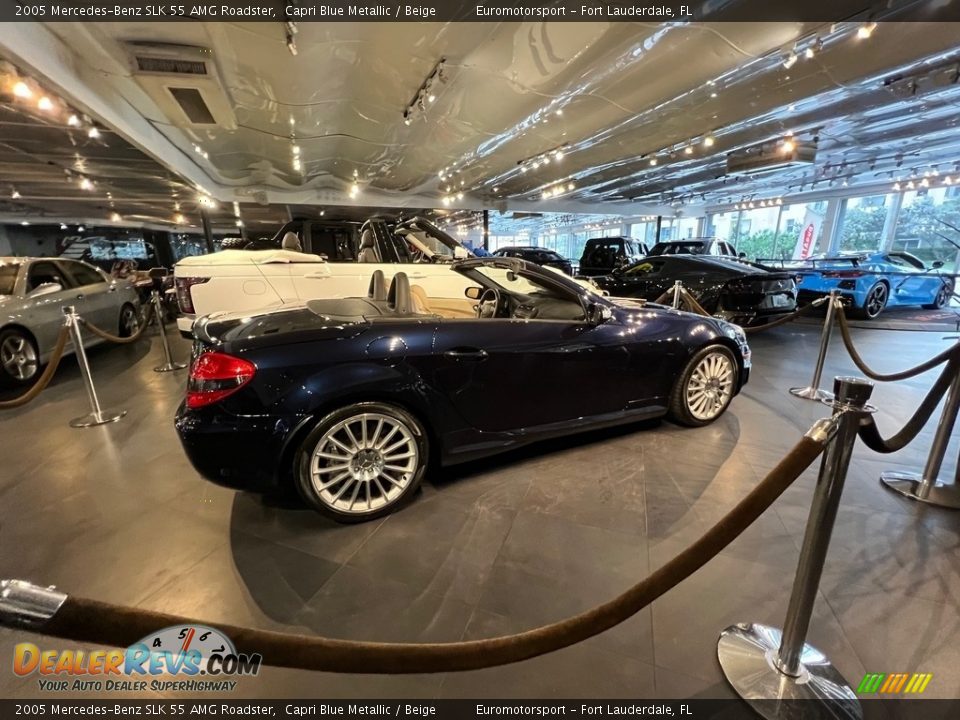 2005 Mercedes-Benz SLK 55 AMG Roadster Capri Blue Metallic / Beige Photo #15