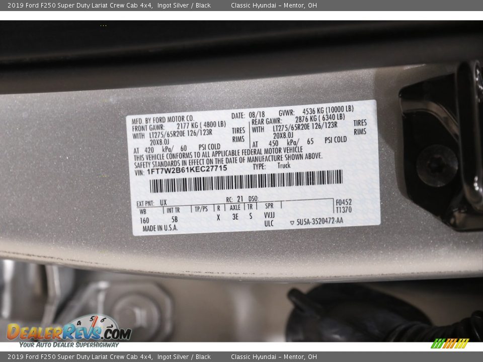 2019 Ford F250 Super Duty Lariat Crew Cab 4x4 Ingot Silver / Black Photo #24