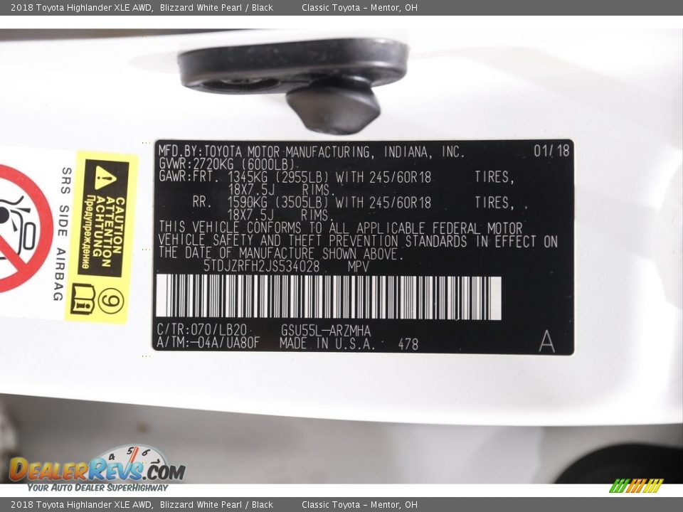 2018 Toyota Highlander XLE AWD Blizzard White Pearl / Black Photo #22