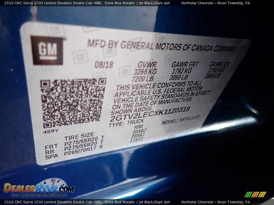 2019 GMC Sierra 1500 Limited Elevation Double Cab 4WD Stone Blue Metallic / Jet Black/Dark Ash Photo #28