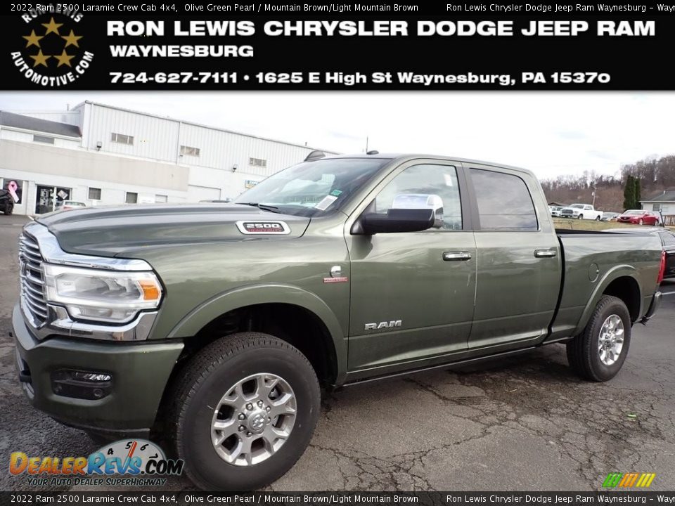 2022 Ram 2500 Laramie Crew Cab 4x4 Olive Green Pearl / Mountain Brown/Light Mountain Brown Photo #1