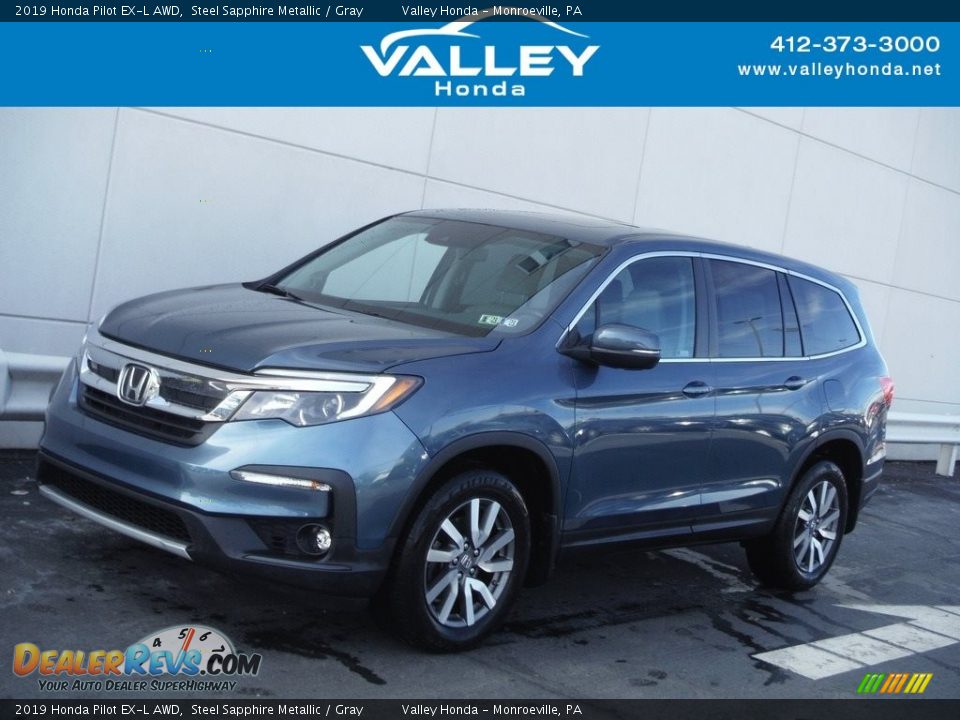 2019 Honda Pilot EX-L AWD Steel Sapphire Metallic / Gray Photo #1