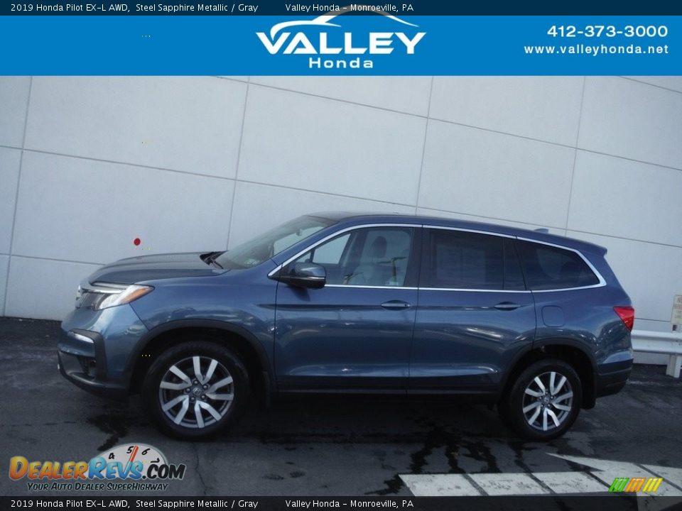 2019 Honda Pilot EX-L AWD Steel Sapphire Metallic / Gray Photo #2