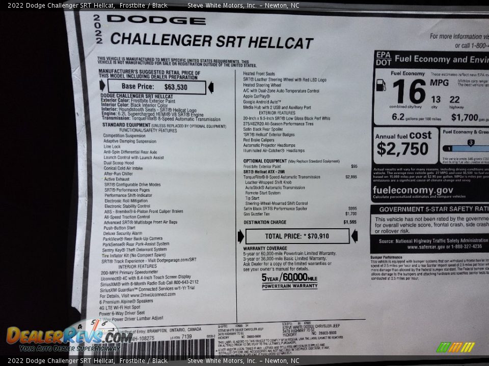 2022 Dodge Challenger SRT Hellcat Frostbite / Black Photo #27