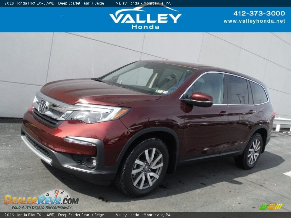 2019 Honda Pilot EX-L AWD Deep Scarlet Pearl / Beige Photo #1