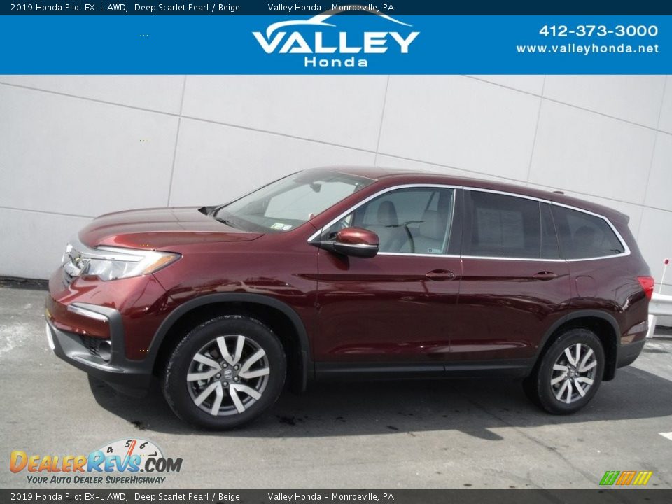 2019 Honda Pilot EX-L AWD Deep Scarlet Pearl / Beige Photo #2