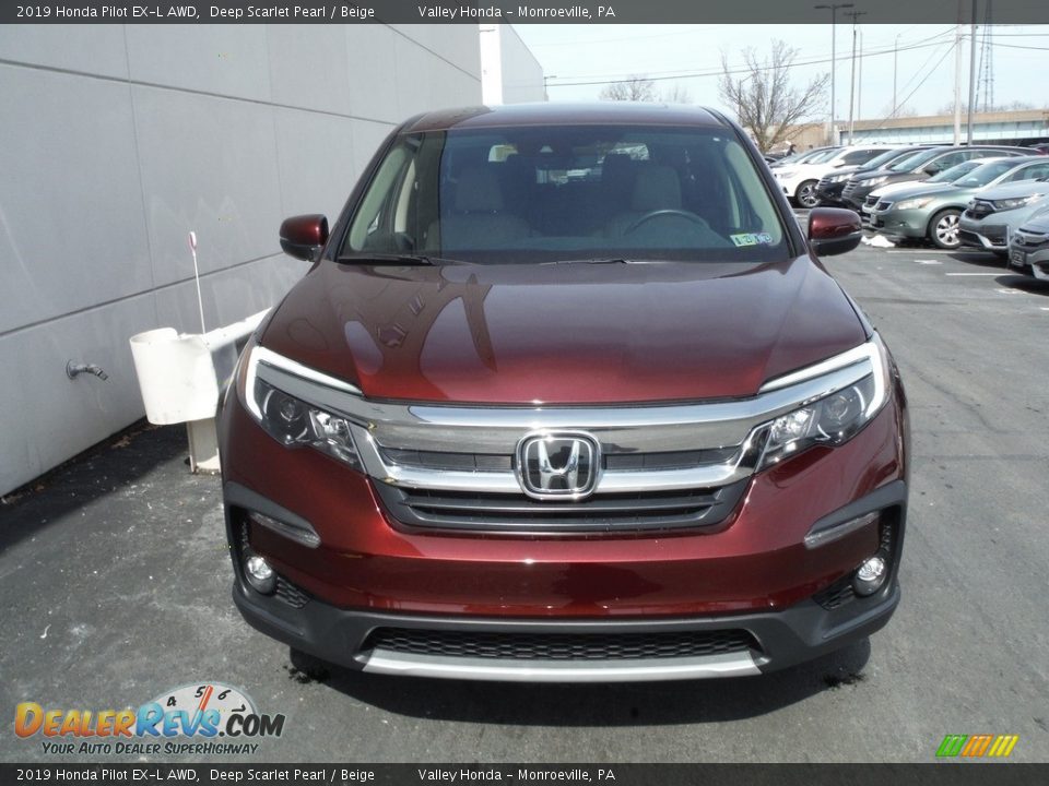 2019 Honda Pilot EX-L AWD Deep Scarlet Pearl / Beige Photo #4