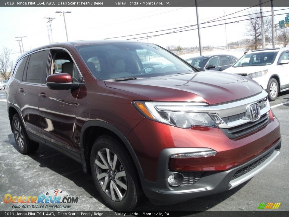 2019 Honda Pilot EX-L AWD Deep Scarlet Pearl / Beige Photo #5