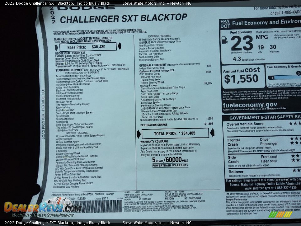 2022 Dodge Challenger SXT Blacktop Indigo Blue / Black Photo #26