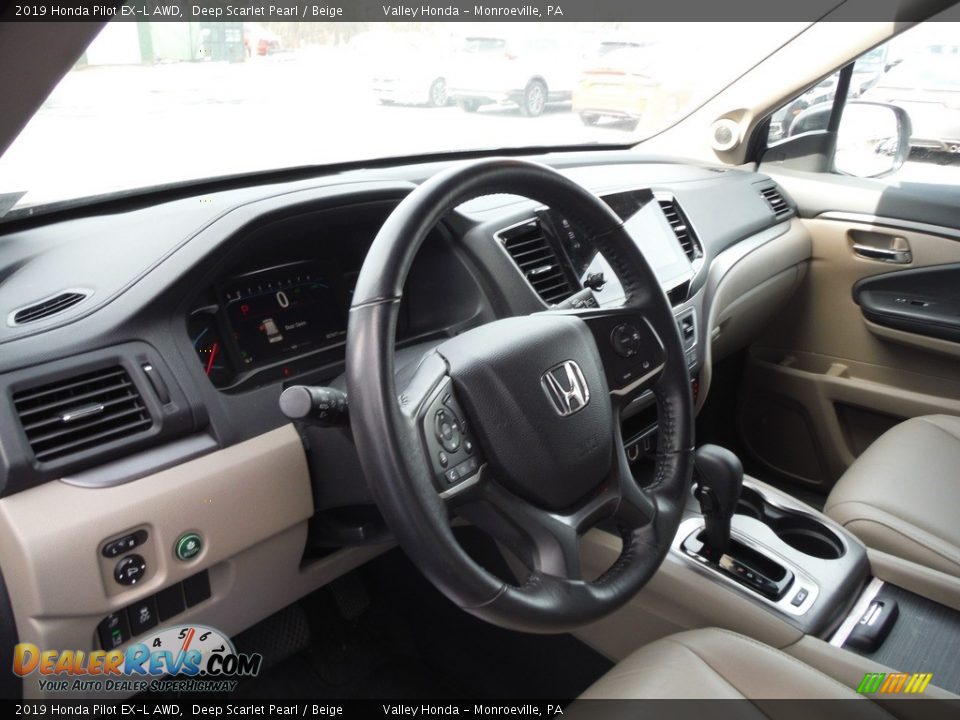 2019 Honda Pilot EX-L AWD Deep Scarlet Pearl / Beige Photo #14