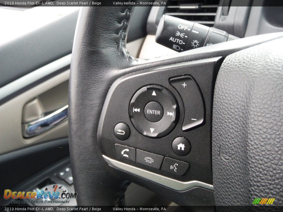 2019 Honda Pilot EX-L AWD Deep Scarlet Pearl / Beige Photo #22