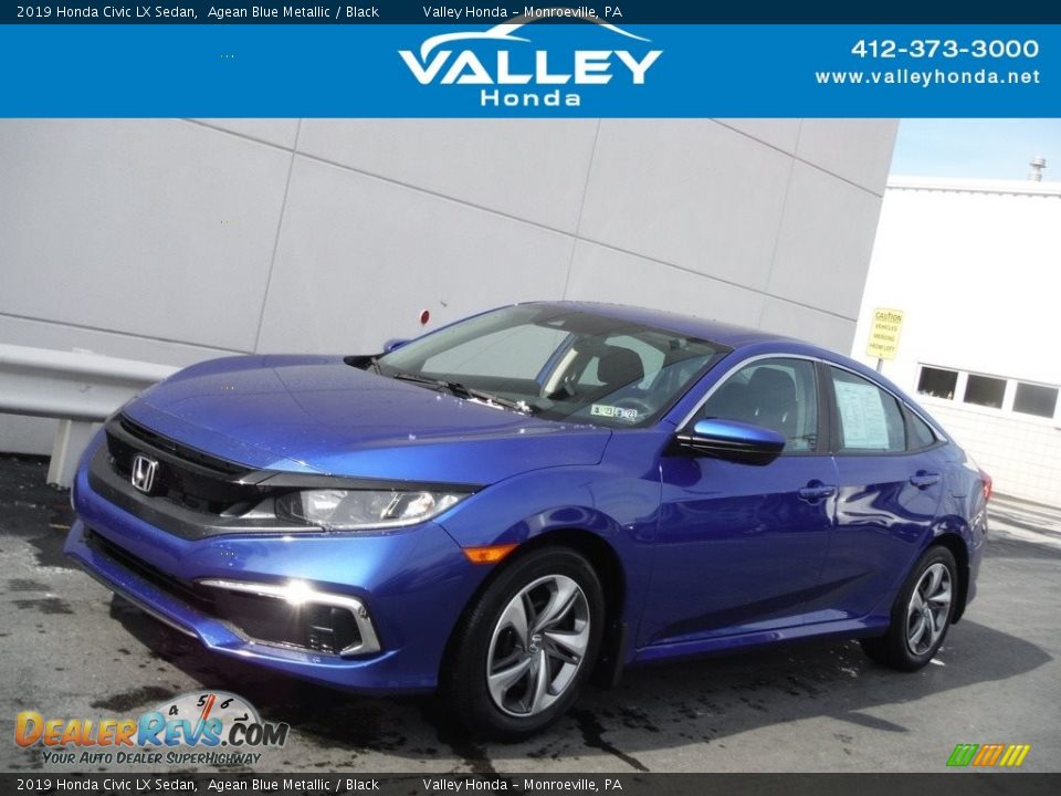 2019 Honda Civic LX Sedan Agean Blue Metallic / Black Photo #1