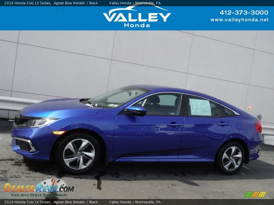 2019 Honda Civic LX Sedan Agean Blue Metallic / Black Photo #2