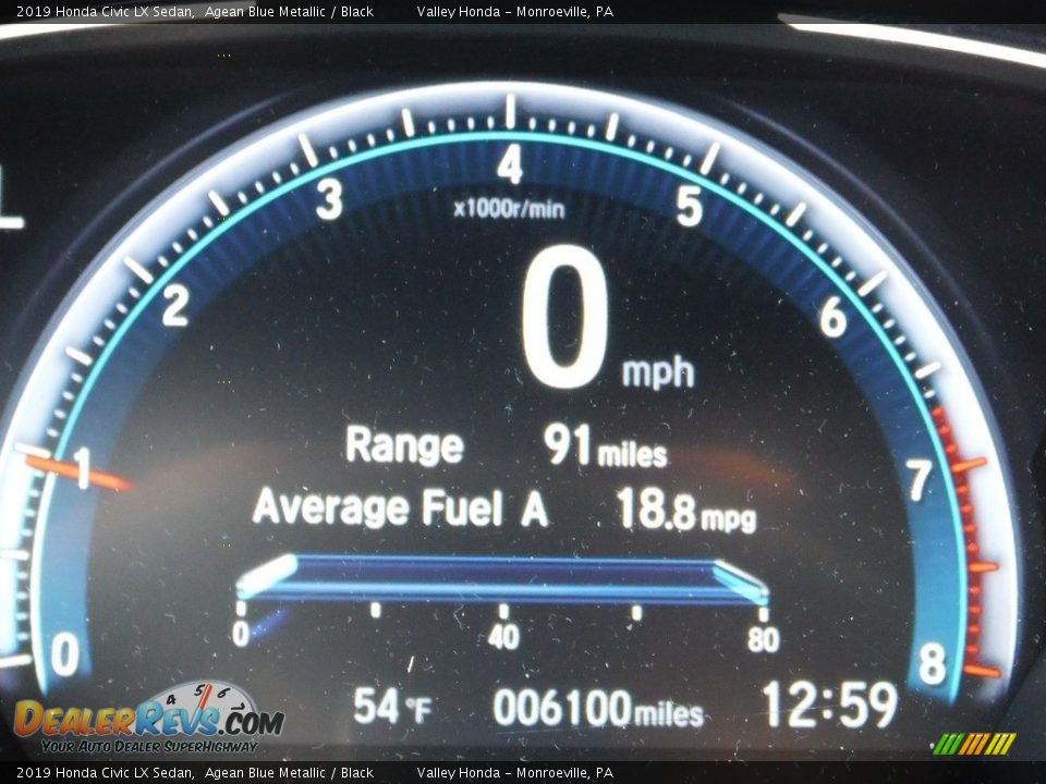 2019 Honda Civic LX Sedan Agean Blue Metallic / Black Photo #27