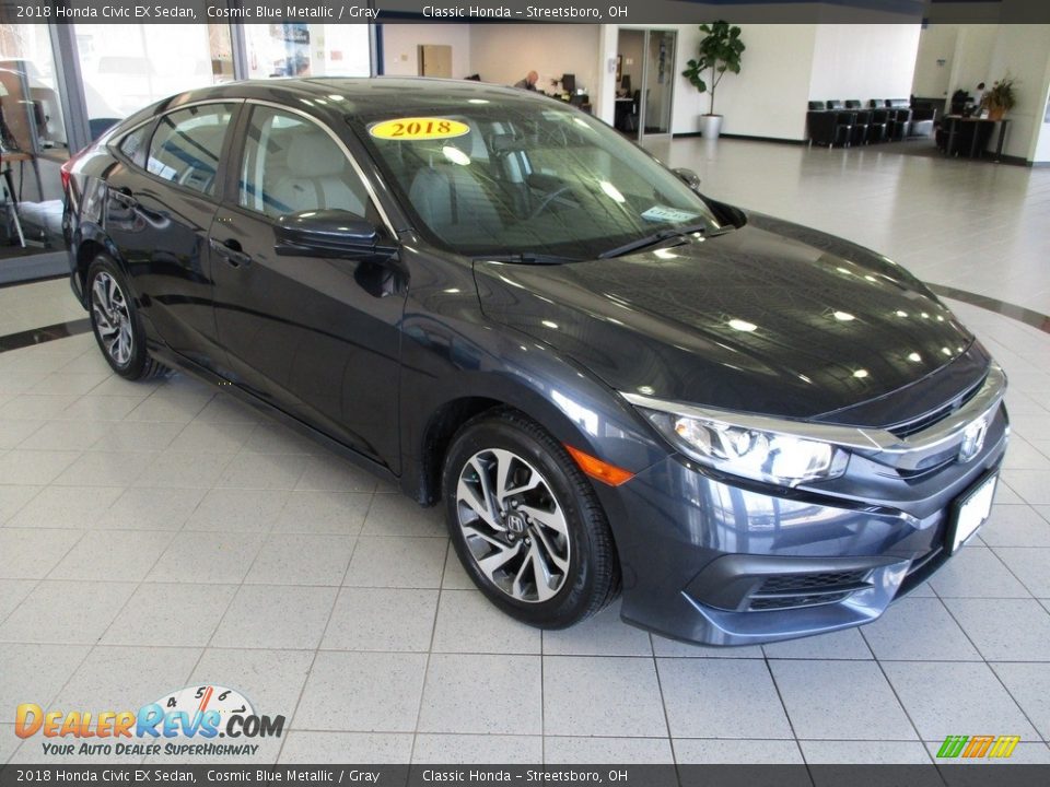 2018 Honda Civic EX Sedan Cosmic Blue Metallic / Gray Photo #3