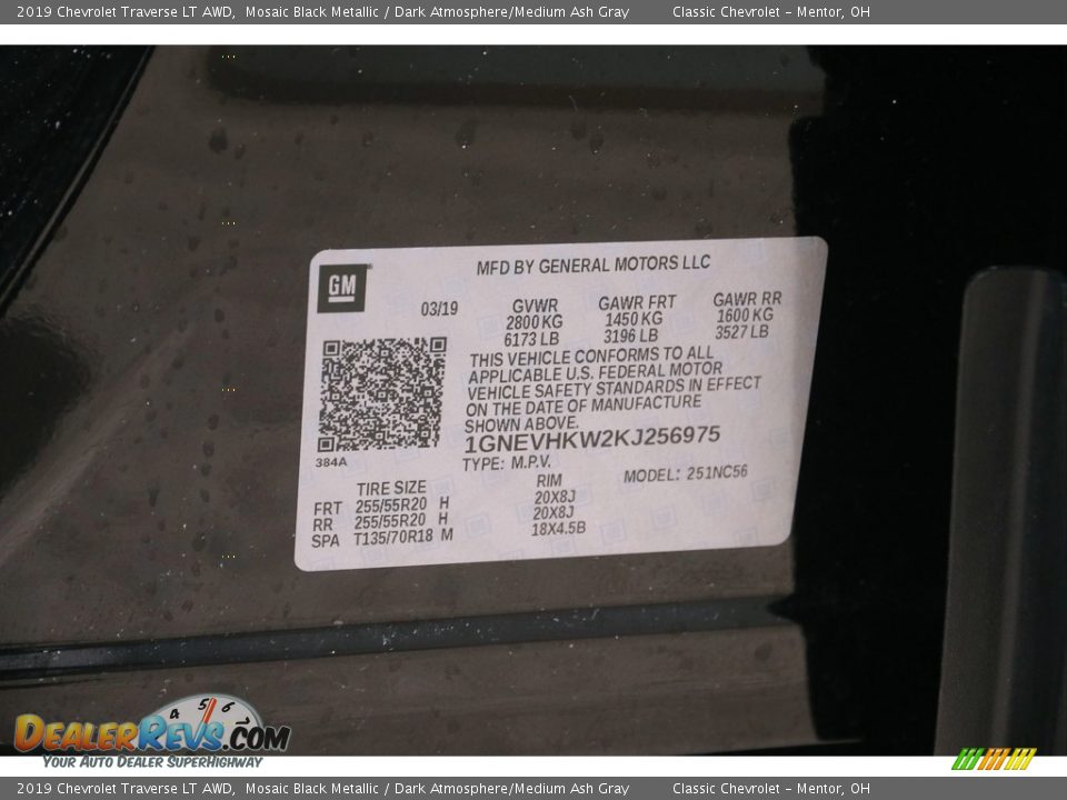 2019 Chevrolet Traverse LT AWD Mosaic Black Metallic / Dark Atmosphere/Medium Ash Gray Photo #22