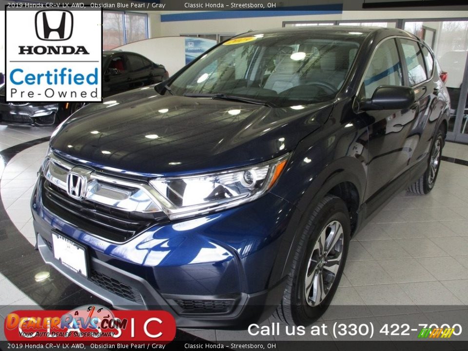 2019 Honda CR-V LX AWD Obsidian Blue Pearl / Gray Photo #1