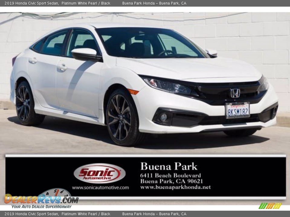 2019 Honda Civic Sport Sedan Platinum White Pearl / Black Photo #1