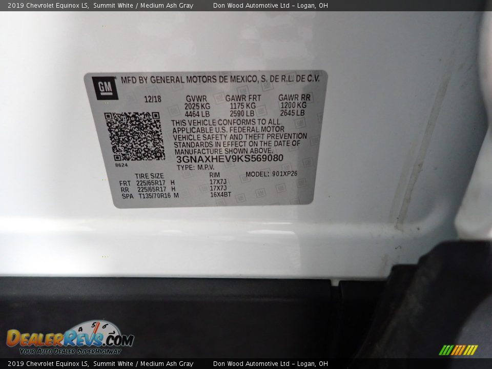 2019 Chevrolet Equinox LS Summit White / Medium Ash Gray Photo #36