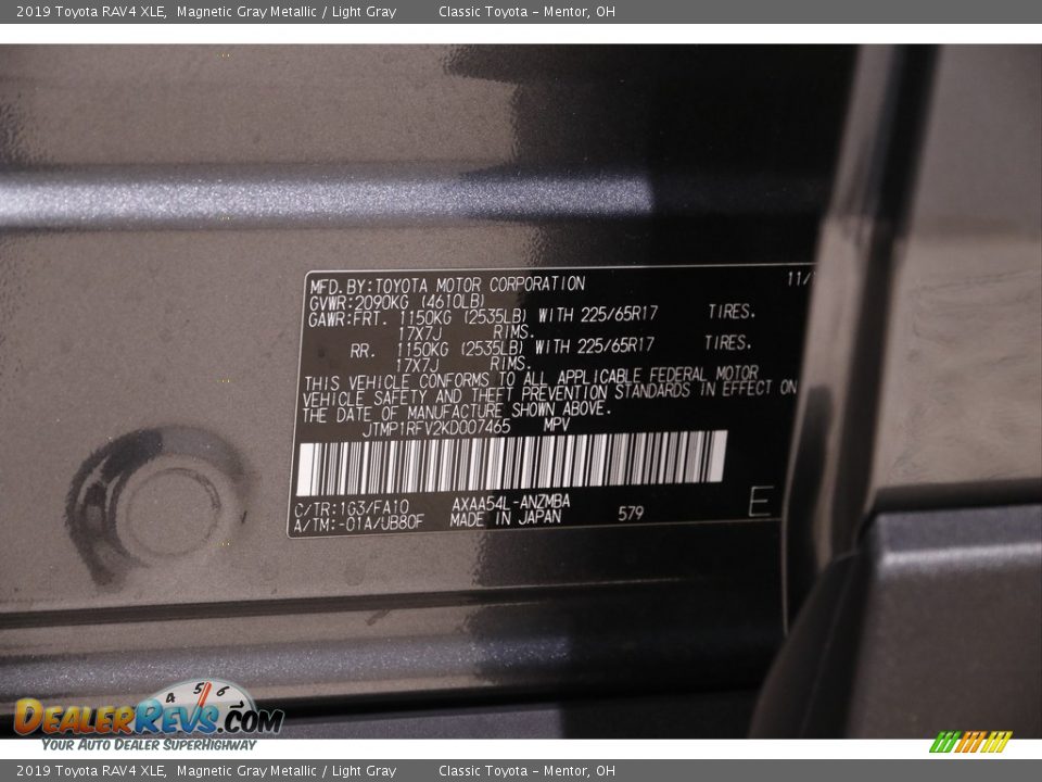 2019 Toyota RAV4 XLE Magnetic Gray Metallic / Light Gray Photo #20