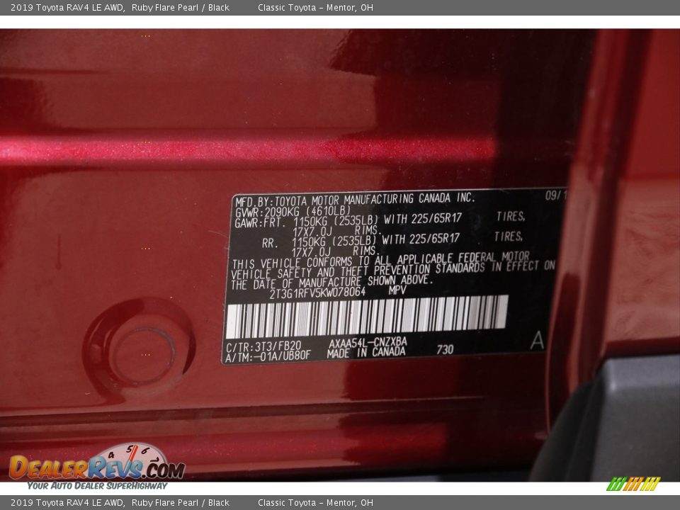 2019 Toyota RAV4 LE AWD Ruby Flare Pearl / Black Photo #19