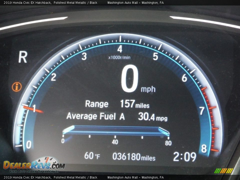 2019 Honda Civic EX Hatchback Polished Metal Metallic / Black Photo #32