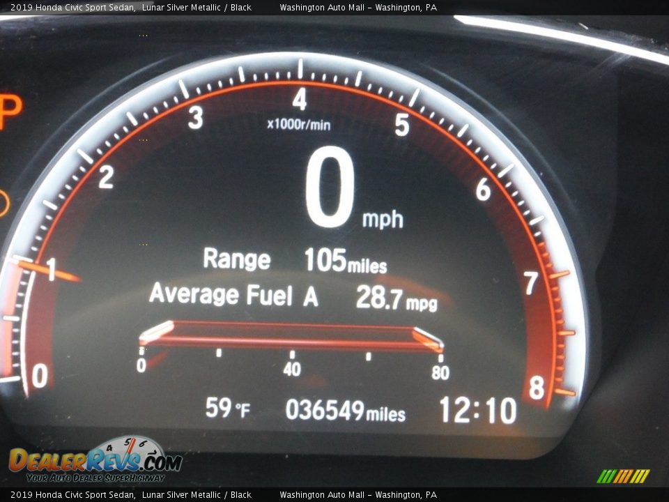 2019 Honda Civic Sport Sedan Lunar Silver Metallic / Black Photo #28