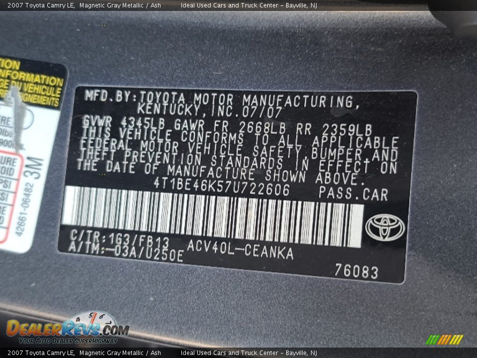 2007 Toyota Camry LE Magnetic Gray Metallic / Ash Photo #5