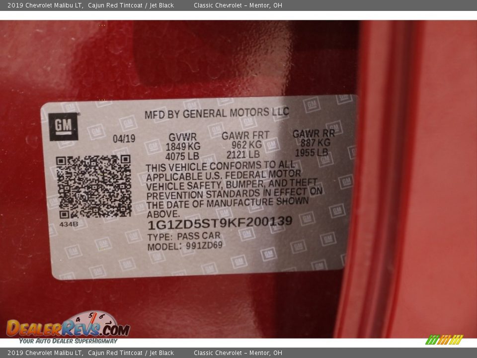 2019 Chevrolet Malibu LT Cajun Red Tintcoat / Jet Black Photo #19