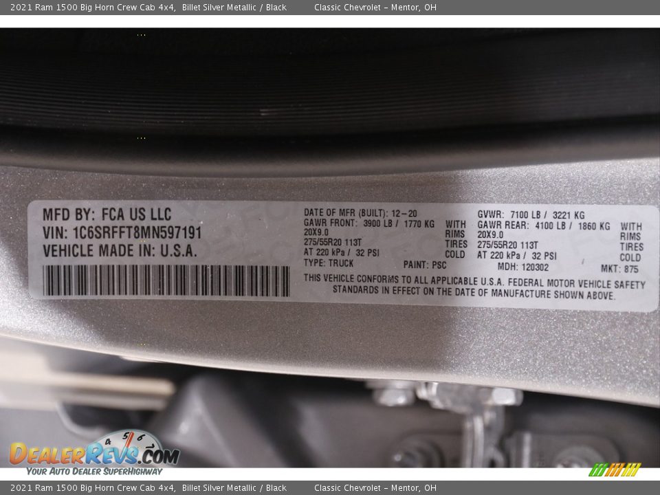 2021 Ram 1500 Big Horn Crew Cab 4x4 Billet Silver Metallic / Black Photo #24