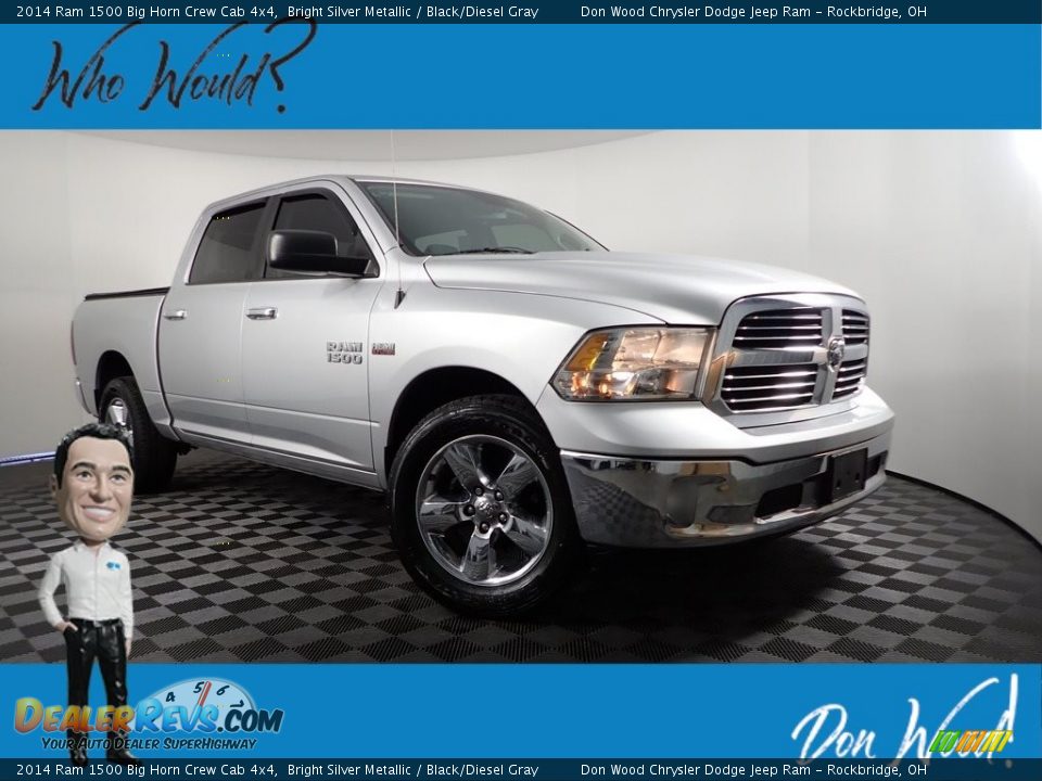 2014 Ram 1500 Big Horn Crew Cab 4x4 Bright Silver Metallic / Black/Diesel Gray Photo #1