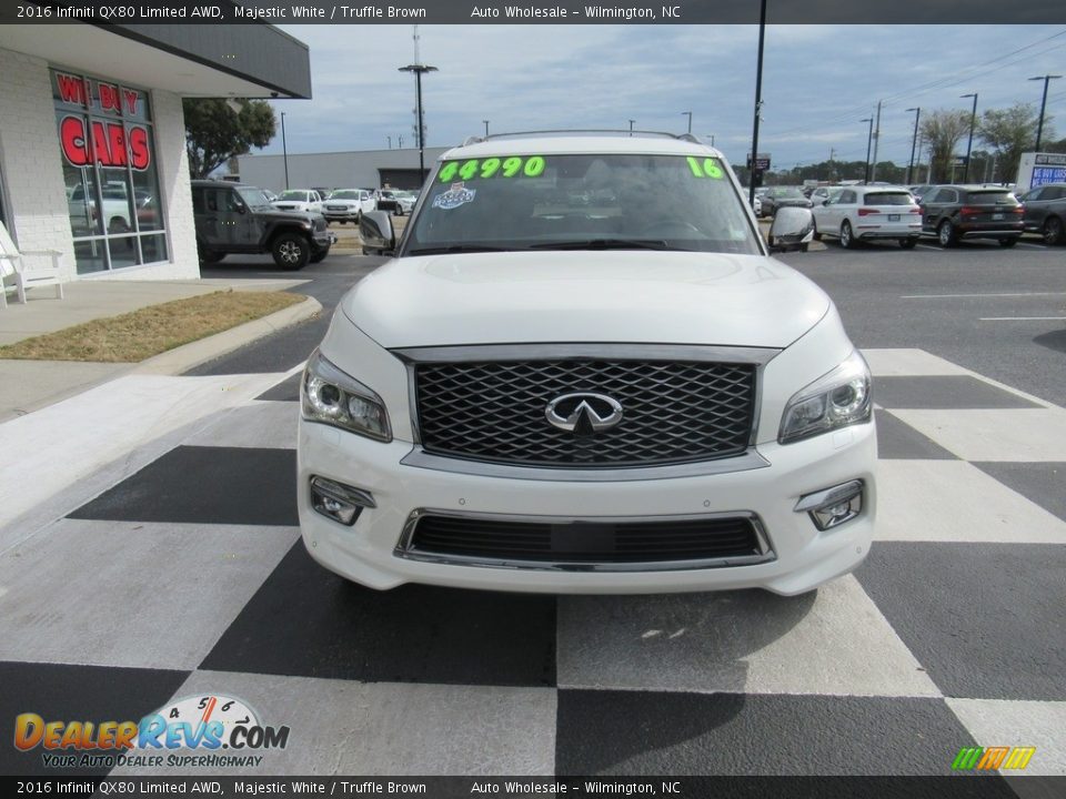 2016 Infiniti QX80 Limited AWD Majestic White / Truffle Brown Photo #2