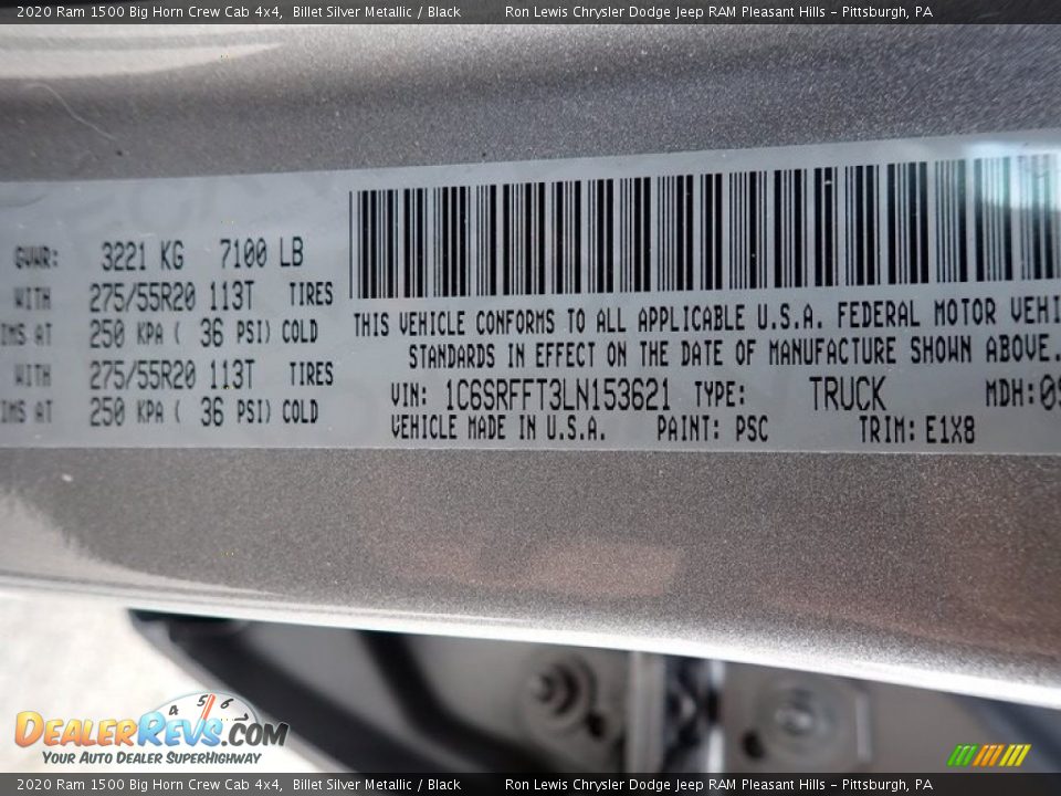 2020 Ram 1500 Big Horn Crew Cab 4x4 Billet Silver Metallic / Black Photo #15