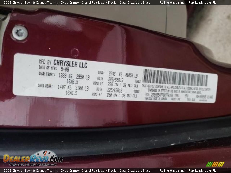 2008 Chrysler Town & Country Touring Deep Crimson Crystal Pearlcoat / Medium Slate Gray/Light Shale Photo #9