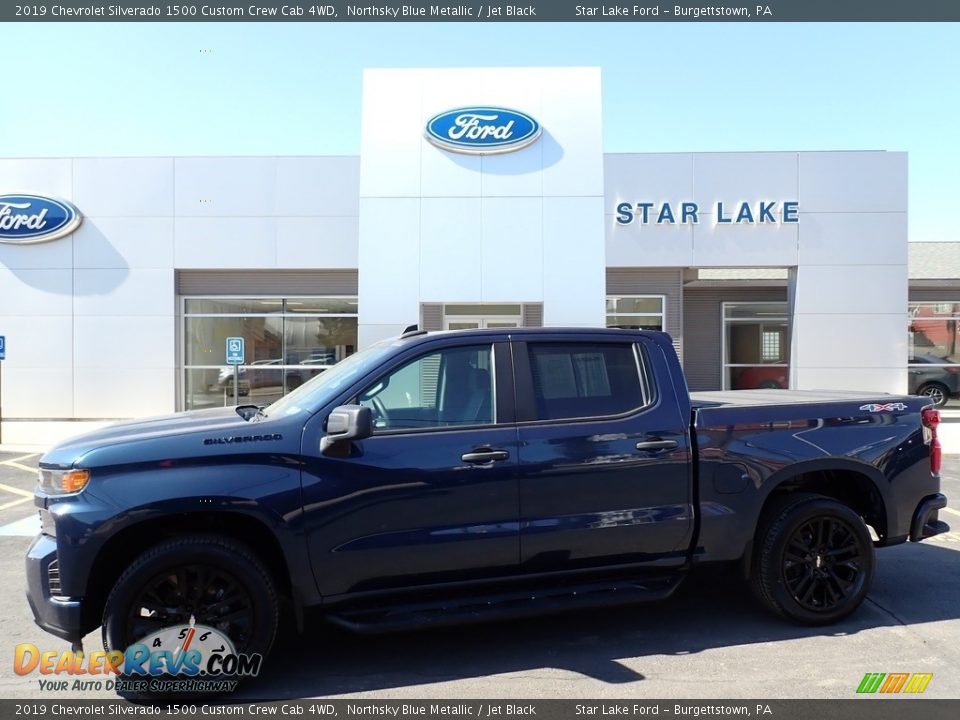 2019 Chevrolet Silverado 1500 Custom Crew Cab 4WD Northsky Blue Metallic / Jet Black Photo #1