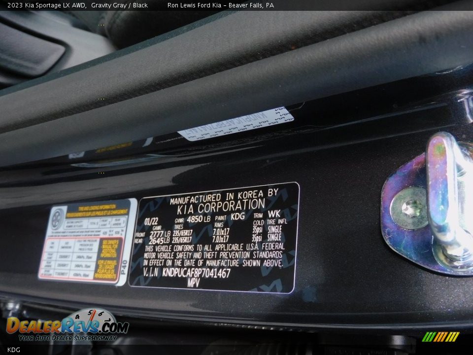 Kia Color Code KDG Gravity Gray