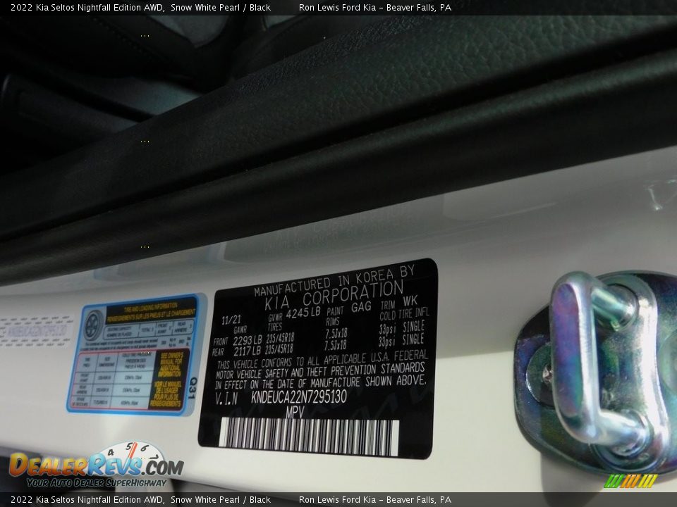 2022 Kia Seltos Nightfall Edition AWD Snow White Pearl / Black Photo #20
