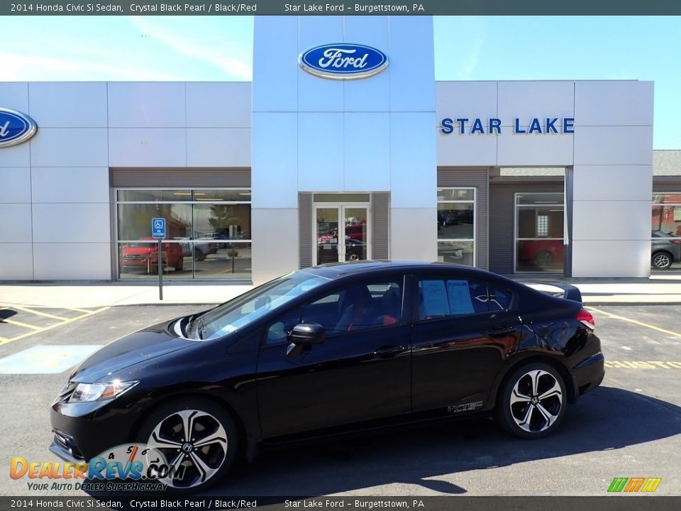 2014 Honda Civic Si Sedan Crystal Black Pearl / Black/Red Photo #1