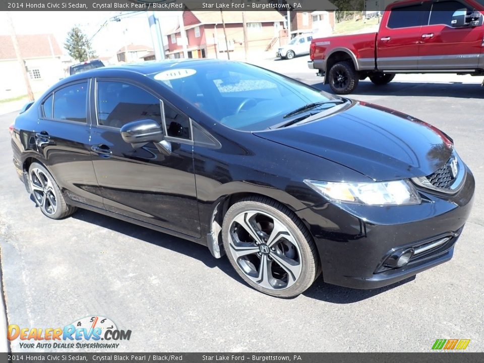 2014 Honda Civic Si Sedan Crystal Black Pearl / Black/Red Photo #7