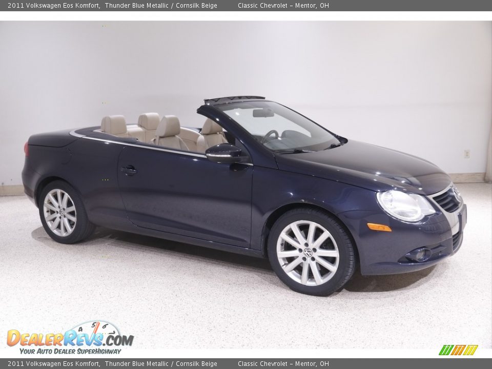 2011 Volkswagen Eos Komfort Thunder Blue Metallic / Cornsilk Beige Photo #1