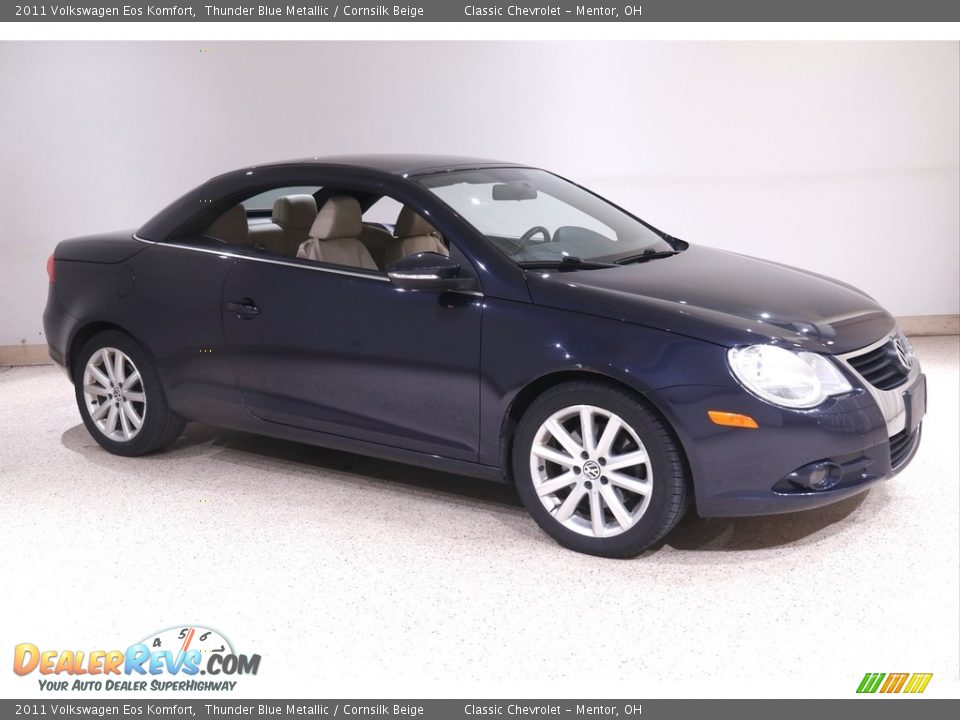 2011 Volkswagen Eos Komfort Thunder Blue Metallic / Cornsilk Beige Photo #2